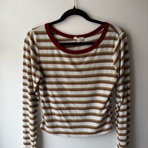 Striped Long Sleeve Top - Red and White
